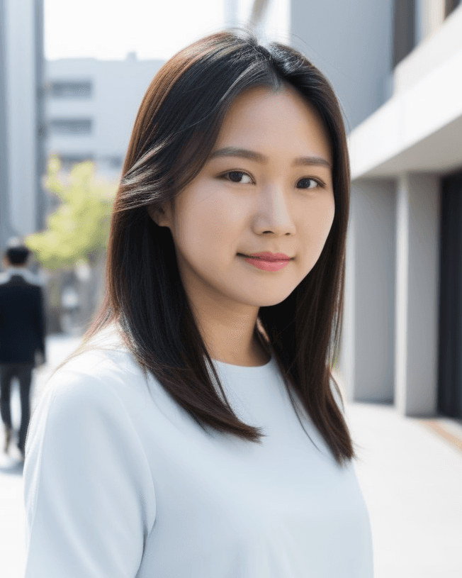 Japanese woman in a lifestyle setting showing modern elegant minimalist style