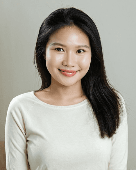 Vietnamese woman in a calm centered portrait